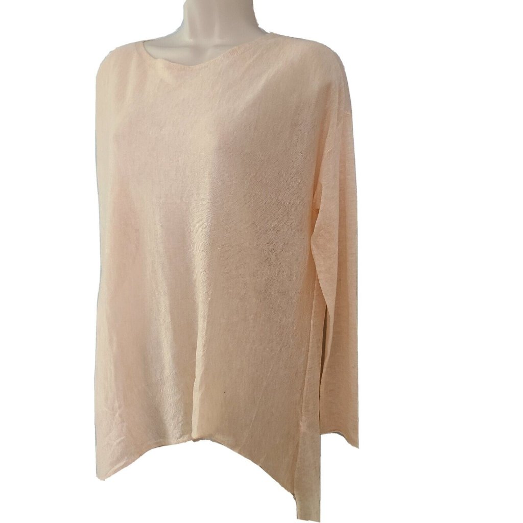 Eileen Fisher Top Pullover Sleek Tencel Merino Asymmetrical Hem Sz S New